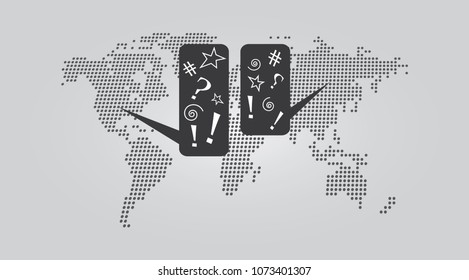 USA and Russia conflict. Conflict of goverments. Layered and editable design.