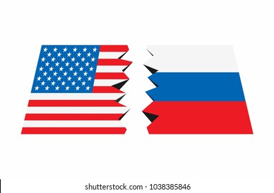 USA and Russia political relationship status, vector