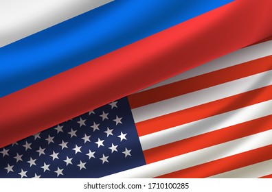 USA and Russia. Vector background with flags