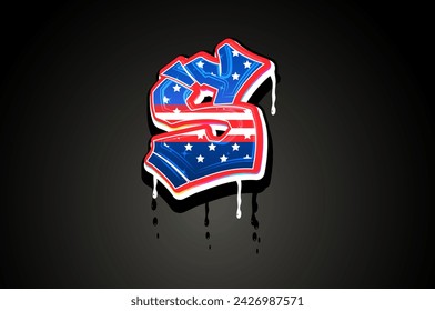 USA S Hand Lettering Graffiti vector template