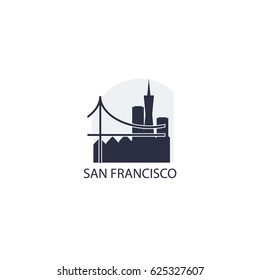 USA San Francisco city modern city landscape skyline panorama vector logo blue icon
