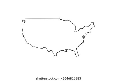USA scribble map on grey , United States with Heart Single Thin Line Drawing. Election or Patriotism Concept. 