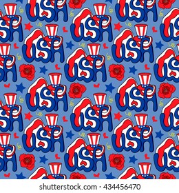 USA seamless pattern. Patriotic background.