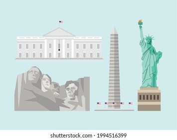 usa set four monuments landmarks