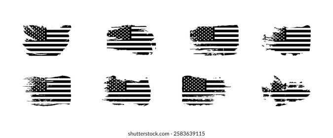 USA set icons. Silhouette style. Vector icons.