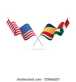 USA and Seychelles flags. Vector illustration.