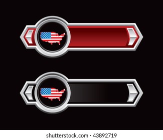usa shape with flag red and black arrows