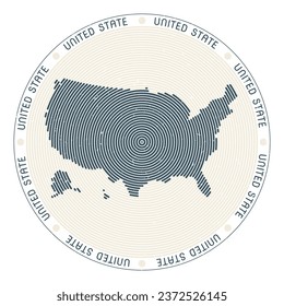 USA shape radial arcs. Country round icon. USA logo design poster. Captivating vector illustration.