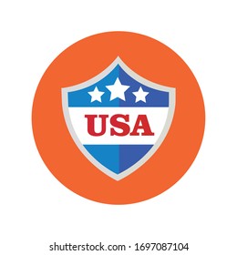 usa shield block and flat style vector illustration design
