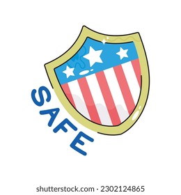 Usa Shield doodle vector filled outline icon. EPS 10 file