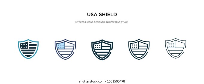 usa shield icon in different style vector illustration. two colored and black usa shield vector icons designed in filled, outline, line and stroke style can be used for web, mobile, ui