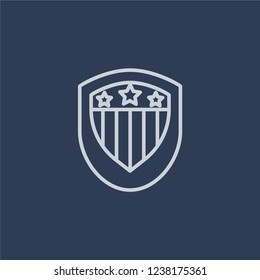 Usa shield icon. Trendy flat vector line Usa shield icon on dark blue background from United States of America collection. 