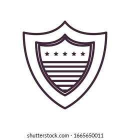 Usa shield line style icon design, United states america independence day nation us country and national theme Vector illustration