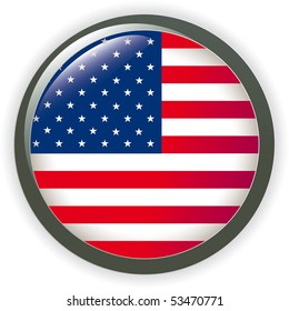 USA, shiny button flag vector illustration