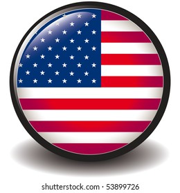 USA, shiny button flag vector illustration