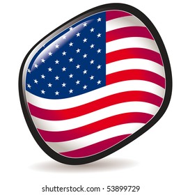 USA, shiny button flag vector illustration