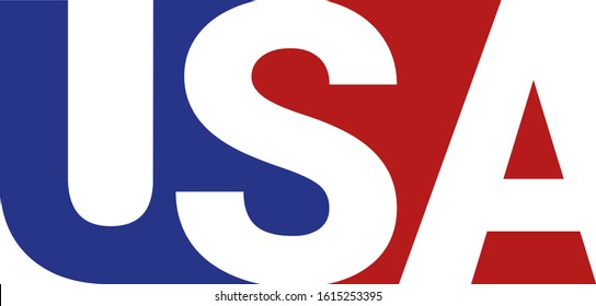 USA sign or creative modern text logo of the United States of America