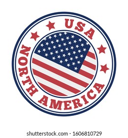USA sign with flag, vector illustration symbolizing national pride and travel.
