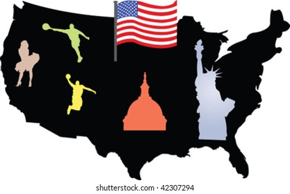 USA silhouett - vector