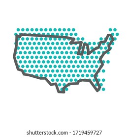 USA simple outline map with green halftone dot pattern