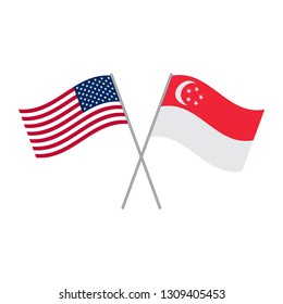 USA and Singapore flag vector