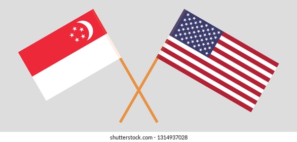 USA and Singapore. The United States of America and Singaporean flags. Official colors. Correct proportion. Vector illustration