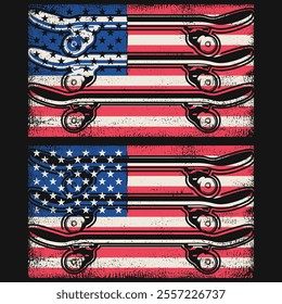 USA Skateboard American Flag Vintage T Shirt Design