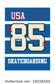 usa skateboarding,t-shirt design vector