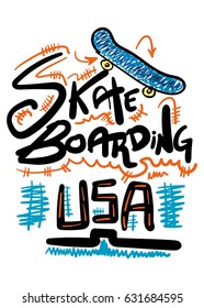 usa skateboarding,t-shirt print poster vector illustration
