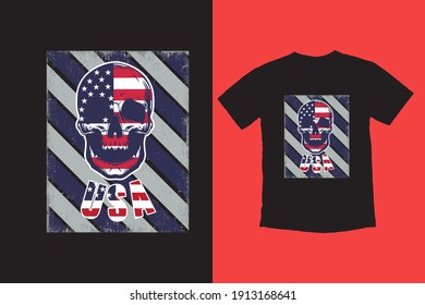 Plantilla de diseño de camisetas de Skeleton para Usa Skeleton