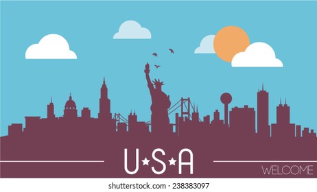 USA skyline silhouette vector illustration