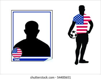 usa soccer player and sticker vector