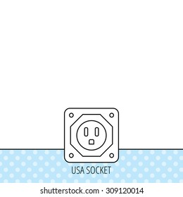 USA socket icon. Electricity power adapter sign. Circles seamless pattern. Background with icon. Vector