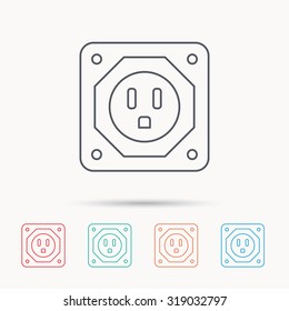USA socket icon. Electricity power adapter sign. Linear icons on white background. Vector