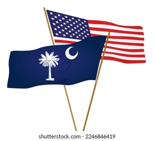 USA and South Carolina flags. vector