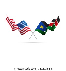 USA and South Sudan flags. Vector illustration.