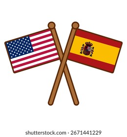 VECTOR de banderas cruzadas de Estados Unidos y España sobre fondo blanco
Banderas del país Vector que se cruzan