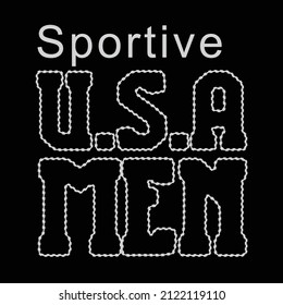 U.S.A and sport Typography. Tee shirt graphics. print. Vector.