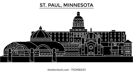 Usa, St. Paul, Minnesota architecture vector city skyline, travel cityscape with landmarks, buildings, isolated sights on background