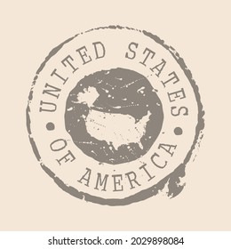 USA Stamp Postal. Map Silhouette rubber Seal.  Design Retro Travel. Seal of Map UNITED STATES OF AMERICA grunge  for your design.  EPS10.