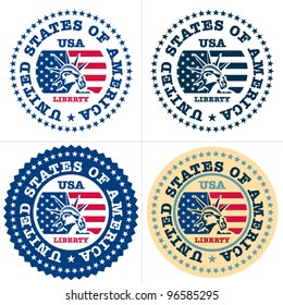 USA Stamp. Statue of liberty stamp, sign. Vector isolated.