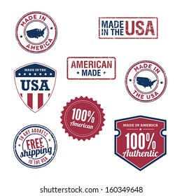 USA stamps and badges