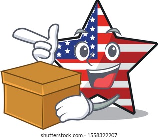 usa star cartoon with bring box above character table