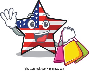 usa star cartoon shopping above character table