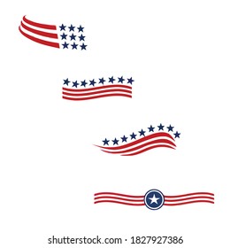 USA star flag logo stripes design elements vector icons,vector illustration