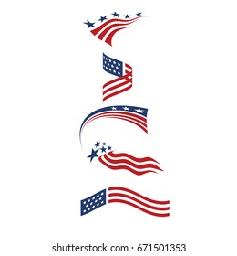 USA star flag logo stripes design elements vector icons