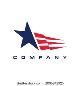 USA star flag and stripes logo design