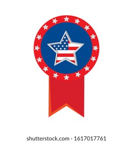 Usa star inside seal stamp design, United states america independence labor day nation us country and national theme Vector illustration