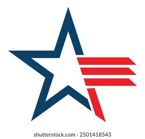 USA Star Logo. Abstract American Flag Icon.