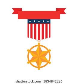 usa star medal with ribbon design, United states independence day and national theme Vector illustration